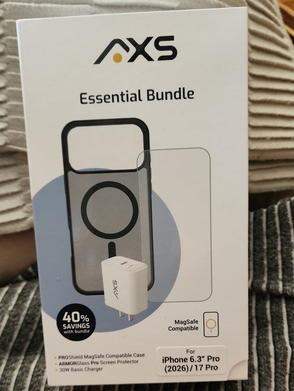 Essential Bundle MagSafe Compatible Case & Charger - Clear/Black
